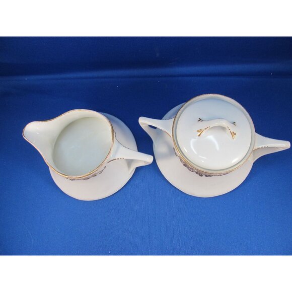 Vintage 1940s Porcelain Creamer and Sugar Bowl Set Signed Z.S.C Bavaria - Picture 9 of 13